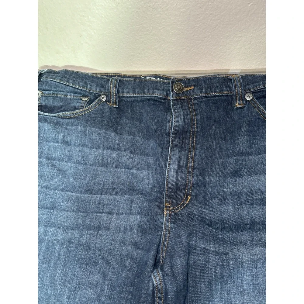 True Nation Men's Jeans 44x30 Blue Denim Straight Leg Stretch Dark Wash